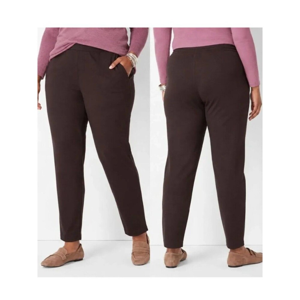 J. Jill Wearever Faux Suede Pants Size LP Rum Raisin NWPT